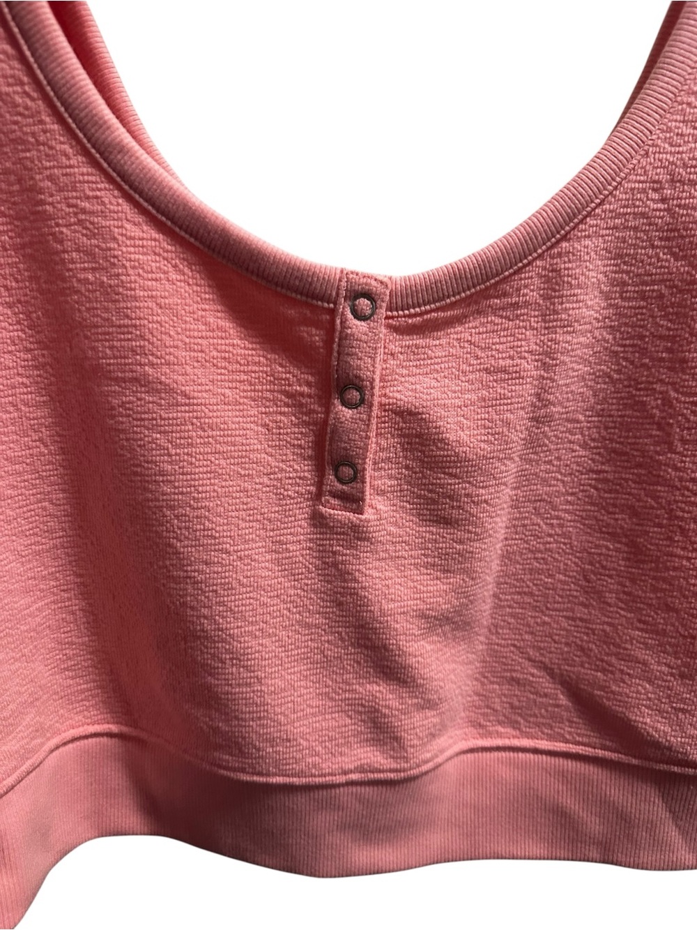 aerie Coral Pink Ribbed Henley Cropped Tank size 2X - Picture 2 of 6
